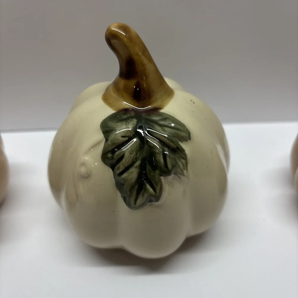Set Of‎ 3 Ceramic Pumpkins Fall Decor